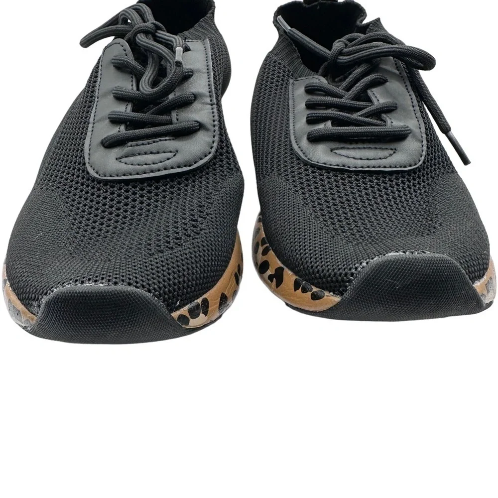 True Craft Flyknit Black/Tan Leopard Print Jogger Sneaker Size 10 - Picture 4 of 10